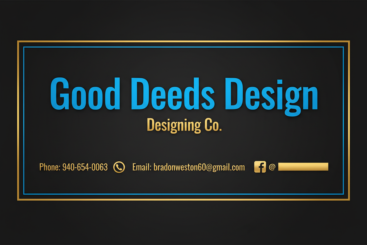 Good Deeds Design Designing Co. Banner with Contact Info